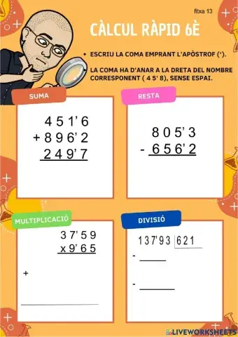 CÀLCUL 6è - FITXA 13