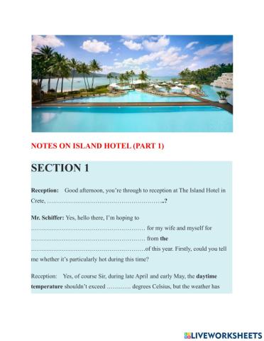 DicA3T1S1 - P1 - NOTES ON ISLAND HOTEL