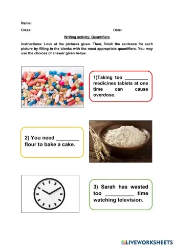 Writing Activity: Quantifiers