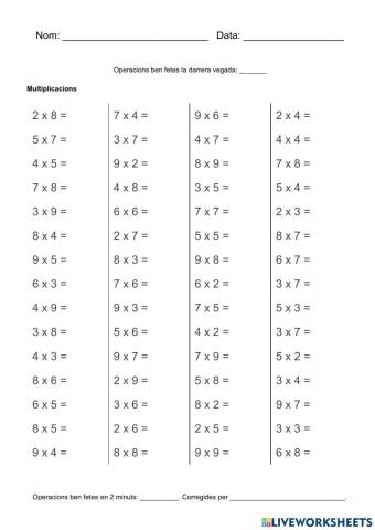 Multiplicacions en 2 minuts