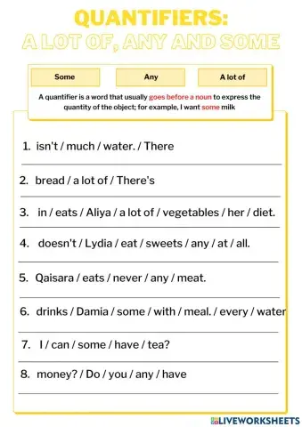 Food and Heath - any, some, a lot of