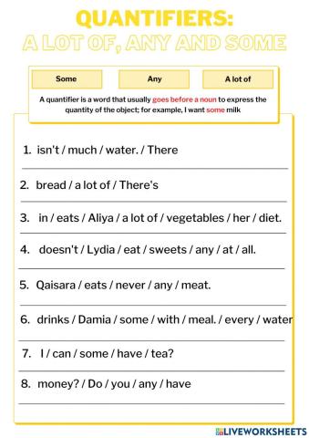 Food and Heath - any, some, a lot of