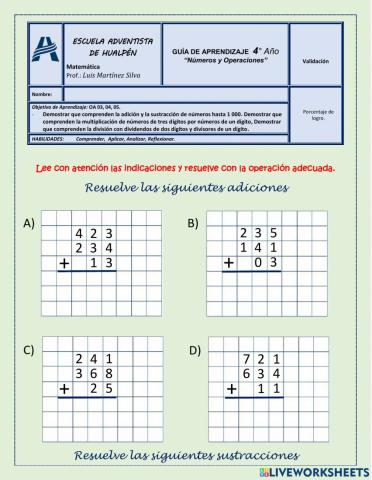 Números y operaciones