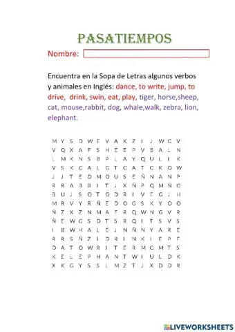 Verbos y Animales en Inglés