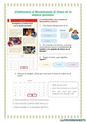 Lectura: Festejamos a nuestro Perú.