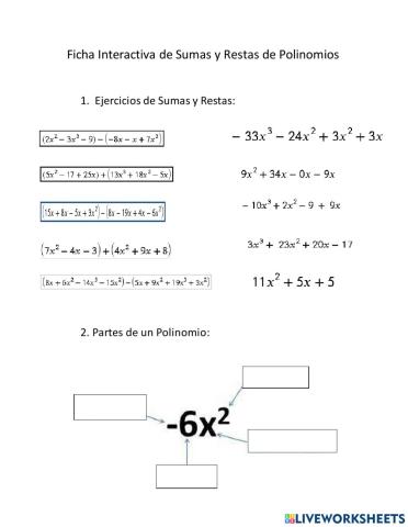Sumas Y Restas de Polinomios.