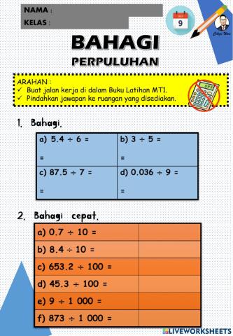 Latihan Bahagi Perpuluhan