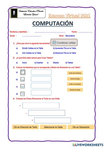 Examen de Computación de Secundaria