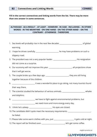 Connectives and linking words