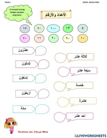 اَلْأَعْدَادُ وَالْأَرْقَامُ (nombor & bilangan)