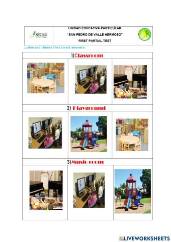 Identyfy places around the school