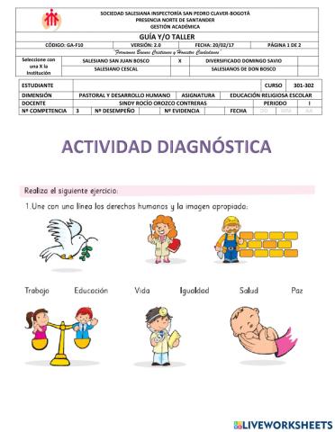Prueba diagnóstica pastora y desarrollo humano 301-302