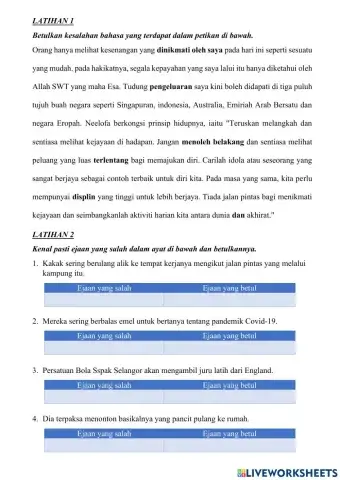 Latihan kesalahan bahasa