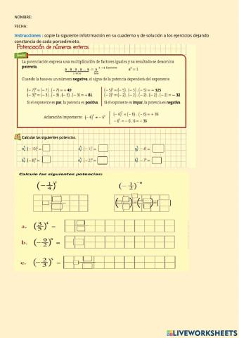 Fracciones con Potencias
