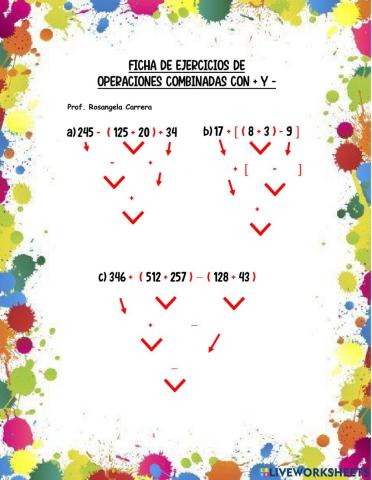 Operaciones combinadas con sumas y restas