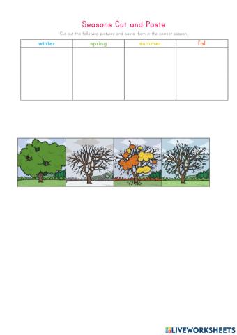 Four seasons worksheet