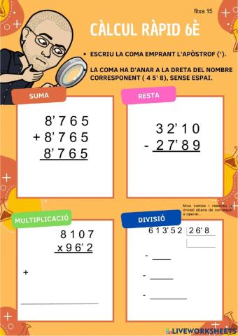 CÀLCUL 6è - FITXA 15