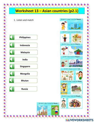 Worksheet 13 - Asian Countries (p2.1)