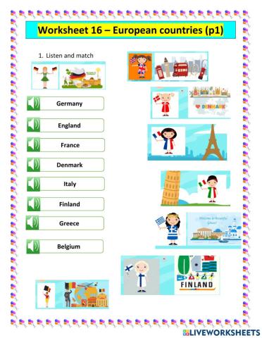 Worksheet 16 - European countries