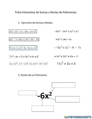 Sumas Y Restas de Polinomios