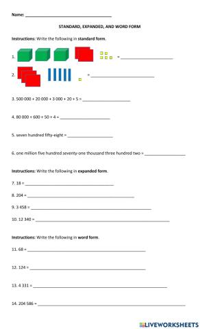 Standard, Expanded, and Word Form