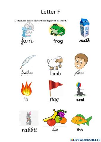 Reading words with beginning F