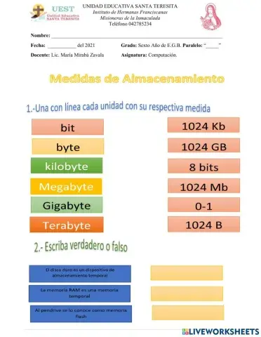 Medidas de almacenamiento de información