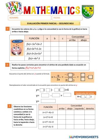Evaluacion primer parcial segundo bgu