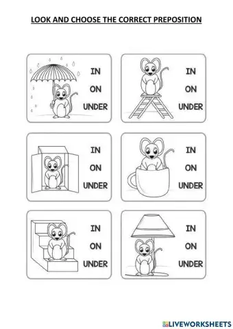 Prepositions - in on under