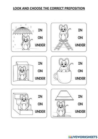Prepositions - in on under