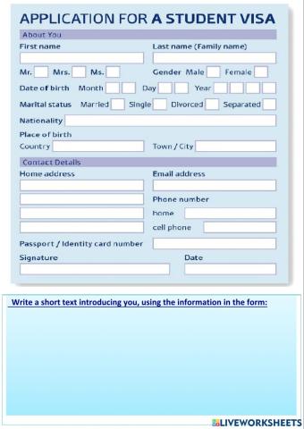 Appllication for a student visa
