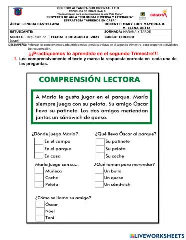 Taller de refuerzo Lengua Castellana