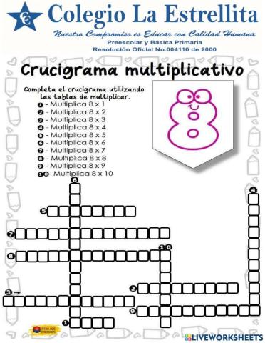 Tabla de Multiplicar del 8