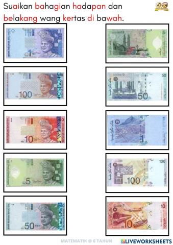 MATHS: Pengenalan wang kertas