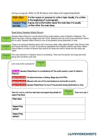 Main Idea & Supporting details