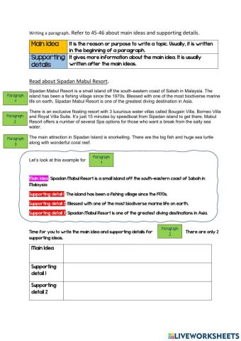 Main Idea & Supporting details