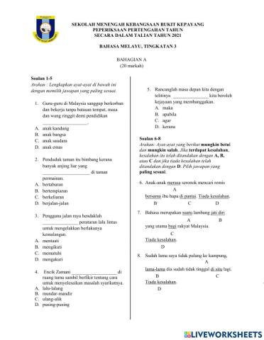 Ppt online bahasa melayu ting 3 2021