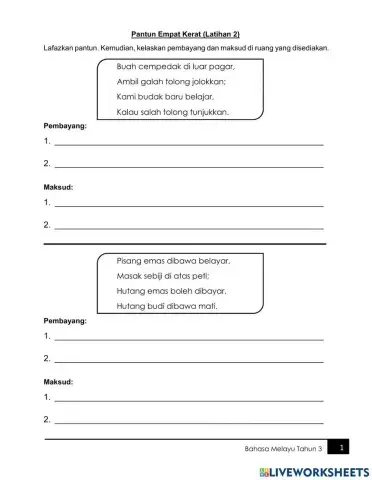 Pantun empat kerat tahun 3