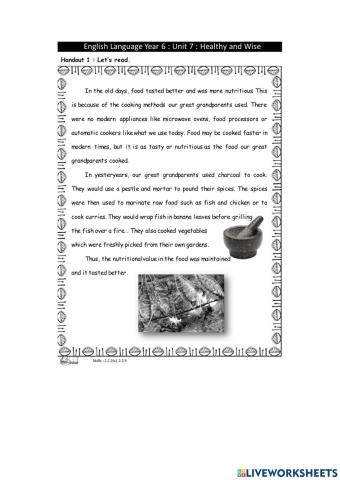 English Year 6 Unit 7