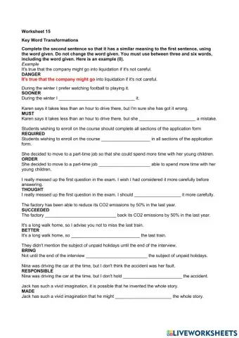 Key Word Transformation 15