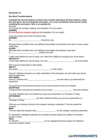 Key Word Transformation 16