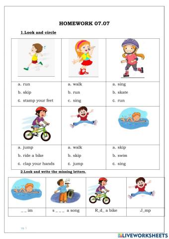 Activities worksheet