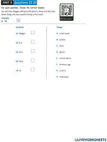 6E 1.8 Listening Part 5 - test4