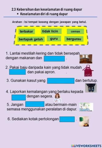 2.3 Kebersihan dan keselamatan di ruang dapur