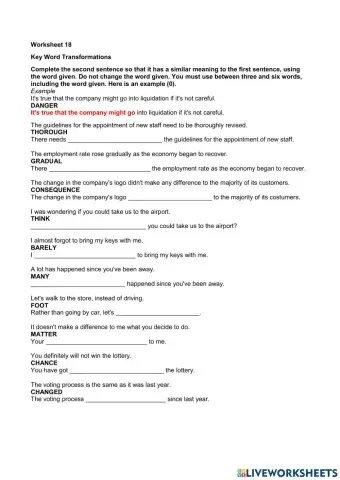 Key Word Transformation 18