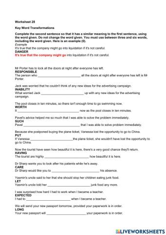 Key Word Transformation 28