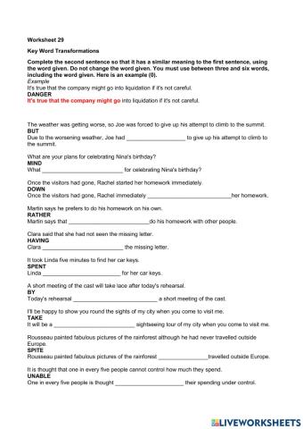 Key Word Transformation 29