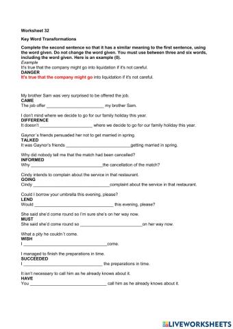 Key Word Transformation 32