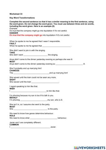 Key Word Transformation 33