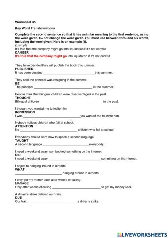 Key Word Transformation 35